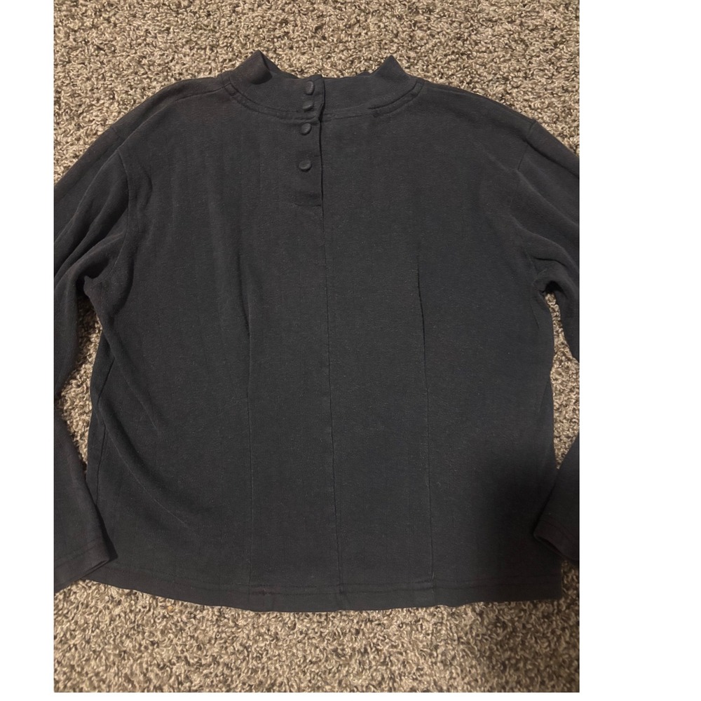 Vintage Stefano Womens Small Black Mock Neck Button Back Top 90s Minimalist USA - Picture 2 of 8